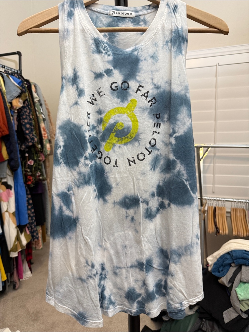 Peloton Blue & White Tie-Dye Tank